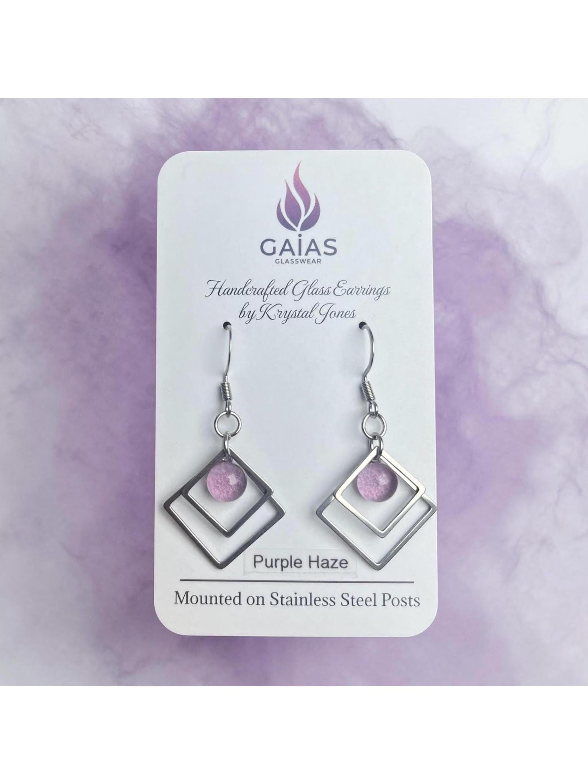 Purple Haze | Geometric Fused Glass Earring